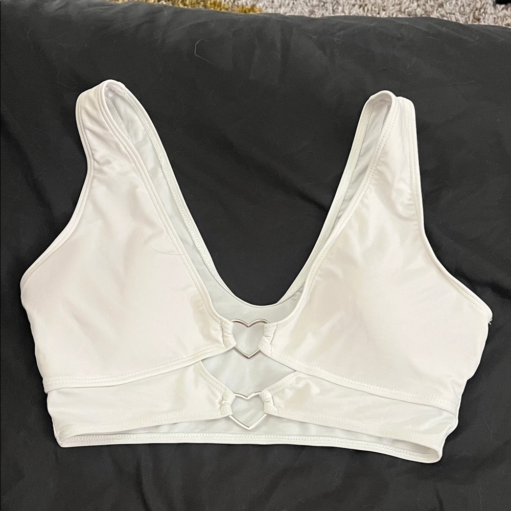 Women's White Heart Detail top
